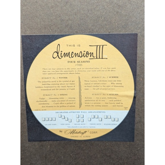 VTG Four Seasons Metal Craft MCM 3D Regency Wall Art Set of 2 Autumn Spring - Picture 5 of 10